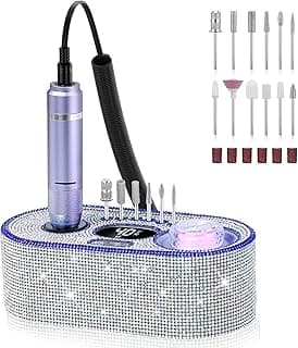 Nail Drill Electric File: DEDNMSCA Sparkly Professional Nail Drill Kit, 40000RPM E-File Machine with 12 Drill Bits for Acrylic Nails Remove Nail Gel Polish Manicure for Salon Home, Diamond