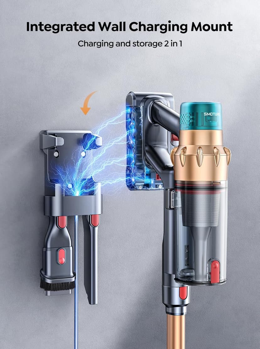 Cordless Vacuum Cleaner, 550W 45KPA 60 Mins Runtime Self-Standing Vacuum Cleaners for Home, Stick Vacuum with Charging Dock Station Removable Battery, Handheld Vacuum for Pet Hair/Carpet/Floor