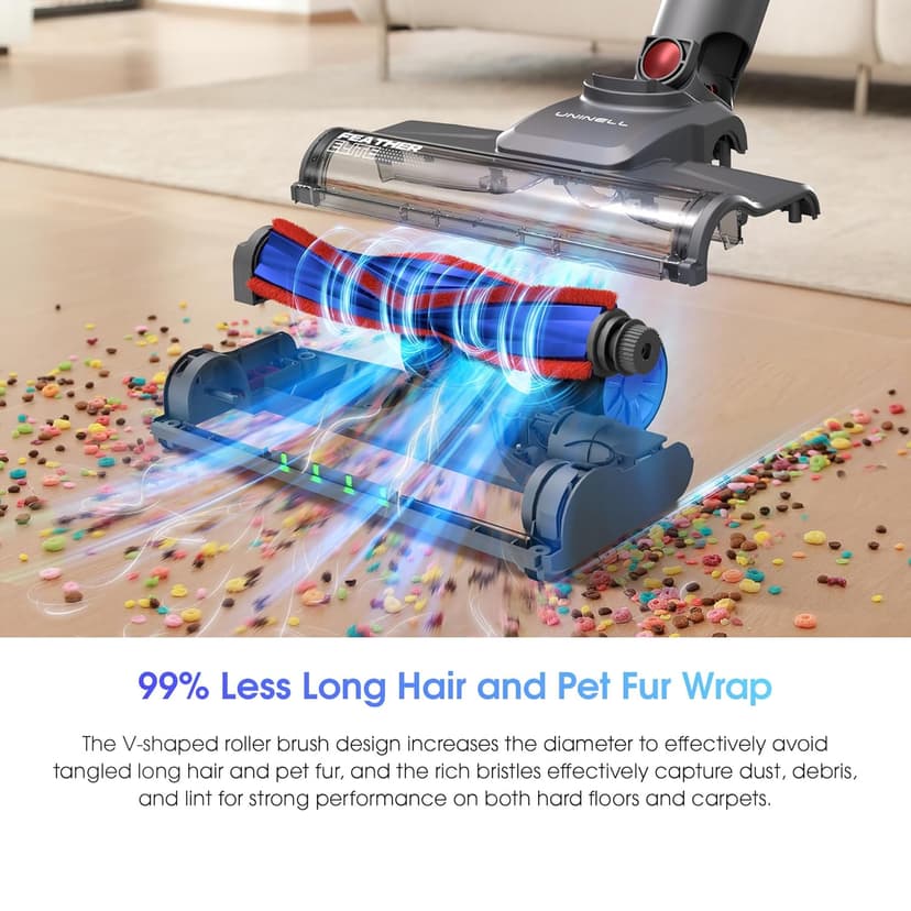 UNINELL HOME Cordless Vacuum Cleaner,45000Pa/450W Vacuum Cleaners for Home with 60Mins Runtime,Lightweight Anti-Tangle Stick Vacuum,Wall-Mount Charging,Vacuum Cordless with Attachments for Pet Hair