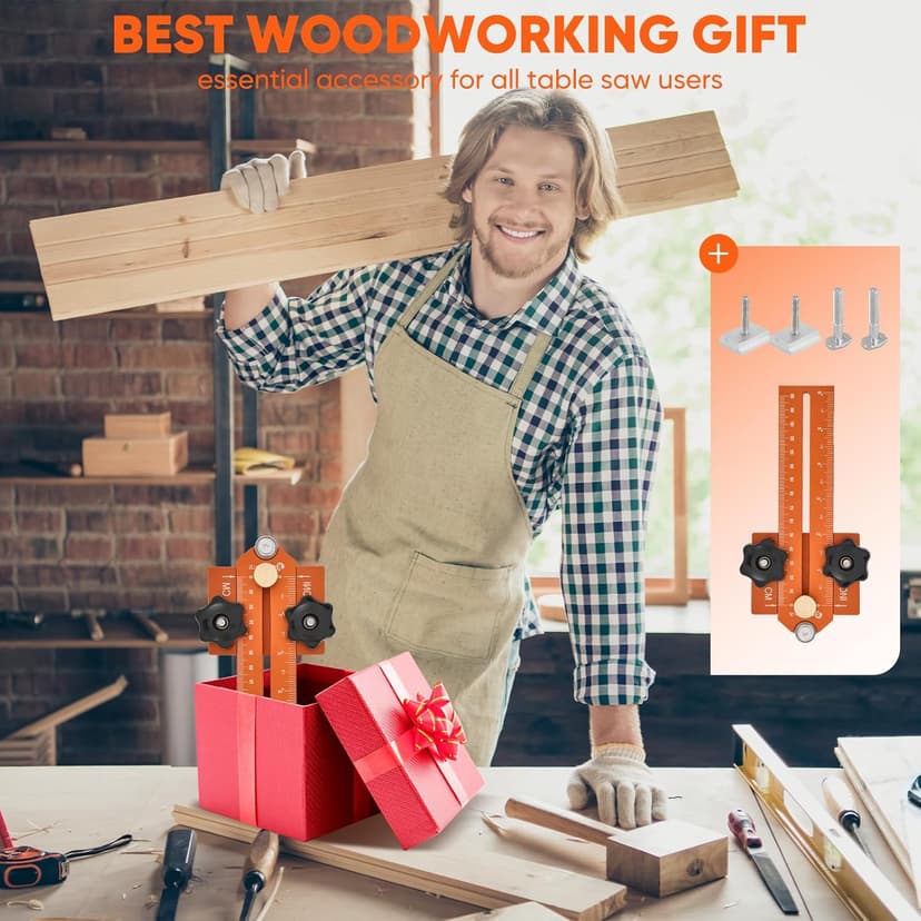 Thin Rip Jig Table Saw Jig Guide, Thin Rip Jig for Repetitive Narrow Thin Strip Cutting, Fits for 3/8" x 3/4" T Slot, Woodworking Tool Fast Thin Ripping Guide for Table Saw Band Saw Router