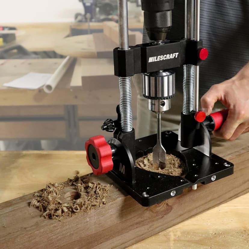 Milescraft 1348 Drill Mate PRO – Heavy-Duty Portable Drill Press Drilling Guide, ½” Chuck, Precision Drilling Jig Attachment for Drilling Angled or Straight Holes, Adjustable Drill Guide Attachment