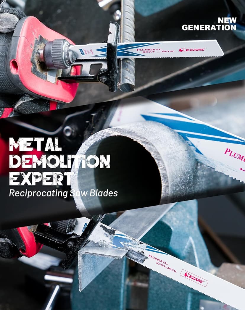 EZARC Reciprocating Saw Blade Bi-Metal Cobalt Sabre Saw Blades for Heavy Metal Cutting 6-Inch 14TPI R626PM+ (5-Pack)