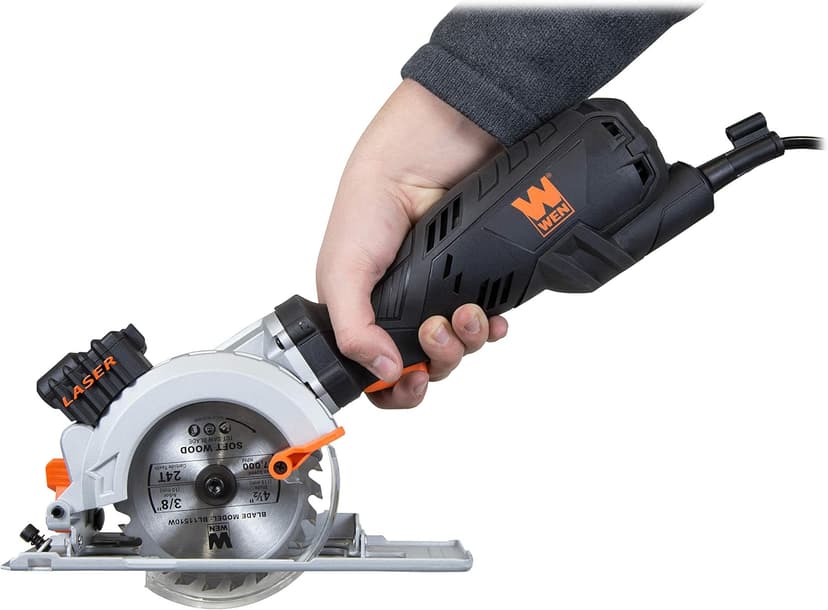 WEN 3625 5-Amp 4-1/2-Inch Beveling Compact Circular Saw with Laser and Carrying Case