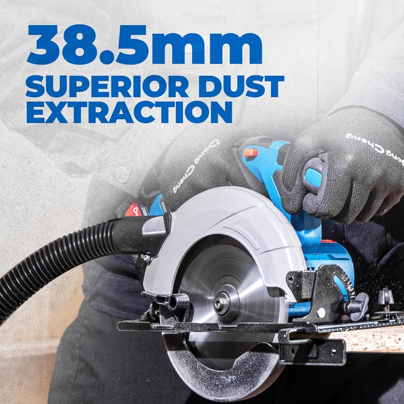 Dong Cheng Cordless Circular Saw 6-1/2-Inch 840W, Cutting Depth 59mm, 0-50° Adjustable with Dust Collection Adaptor, 24T & 40T TCT Blade Included, Battery and Charger Kit (4.0Ah)