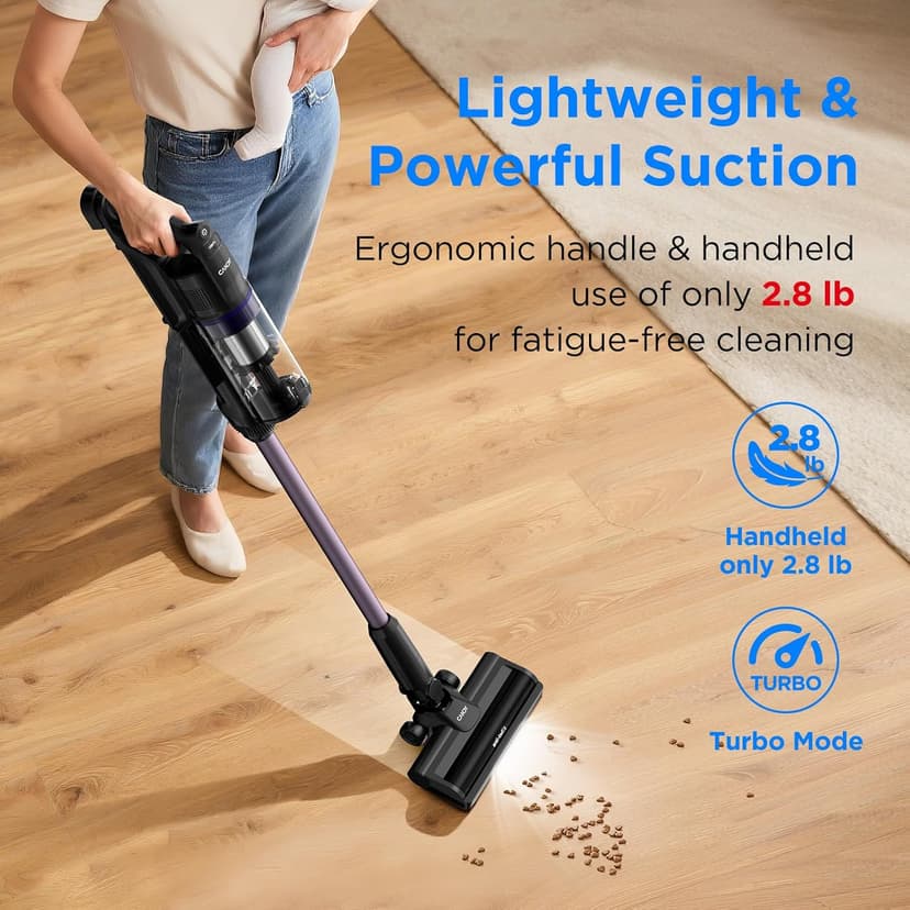 CANDY™ Cordless Vacuum Cleaner,3-in-1 Ultra-Light 4.8lb Vacuum, Anti-Hair Wrap,12-45Min Runtime,Powerful Suction,180° Flat,150° Left Right Swivel,HEPA Filtration for Carpets, Hard Floors & Pet Hair