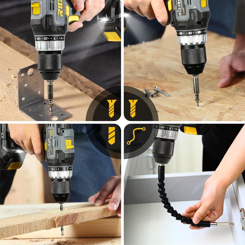 RIDA Cordless Drill Power Drill Cordless 20V 1/2'' Keyless Metal Chuck 355 In-lb(40N.m) Torque with 2.0AH Li-ion Battery & Fast Charger, Variable Speed, 25+1 Position and 22pcs Bits