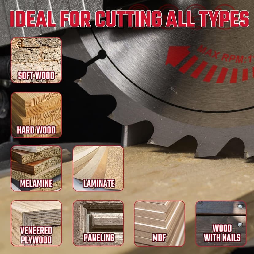 5-1/2" (10mm Arbor) Circular Saw Blades 24T&48T, Carbide Tipped Teeth, Heavy Duty TCT Saw Blades for Cutting Various Wood, Plastic and Composite Materials