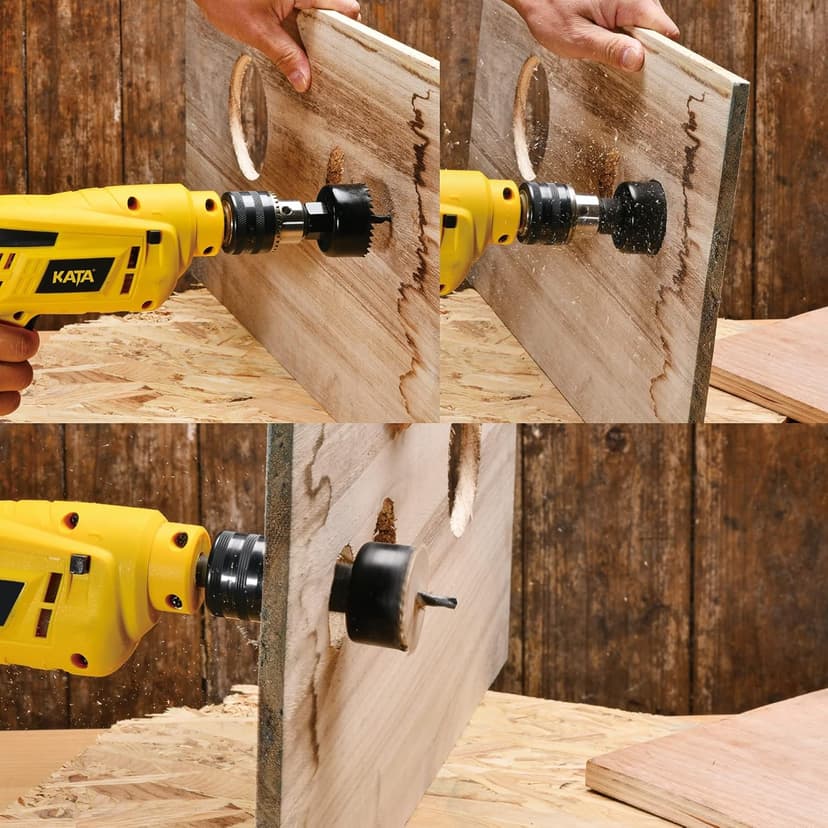 KATA 6PCS Hole Saw Kit 1-1/4" to 2-1/8"(32-54mm) Hole Saw Set in Case with Mandrels and Hex Key for Soft Wood, PVC Board, Plywood