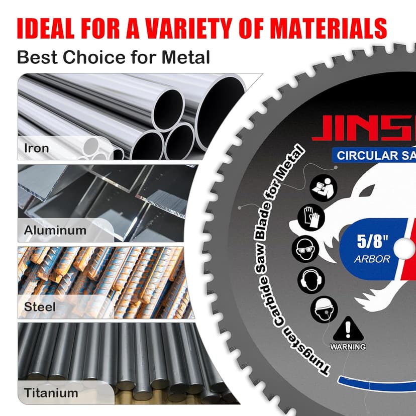 10" Miter Table Saw Blade, TCT Metal Cutting Saw Blades with 60T & 5/8" Arbor, Professional for Iron Steel Aluminum Stainless Steel Ferrous Metals