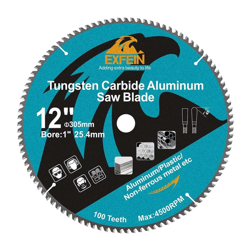 12 Inch 100 Teeth Aluminum and Non-Ferrous Metal Cutting Circular Saw Blade with 1 Inch Arbor, TCG Saw Blade for Thin Aluminum and Plastic