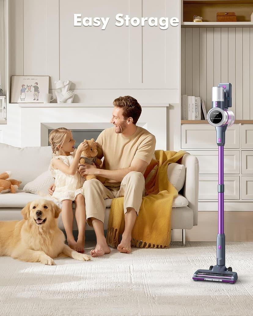 48kPA Cordless Vacuum Cleaner, 190AW Powerful Suction, Max 60min Runtime, 4000mAh Large Battery, Anti Hair Wrap Stick Vacuum, Vacuum Cleaners for Home, Pet Hair, Hard Floors and Carpets, Cars