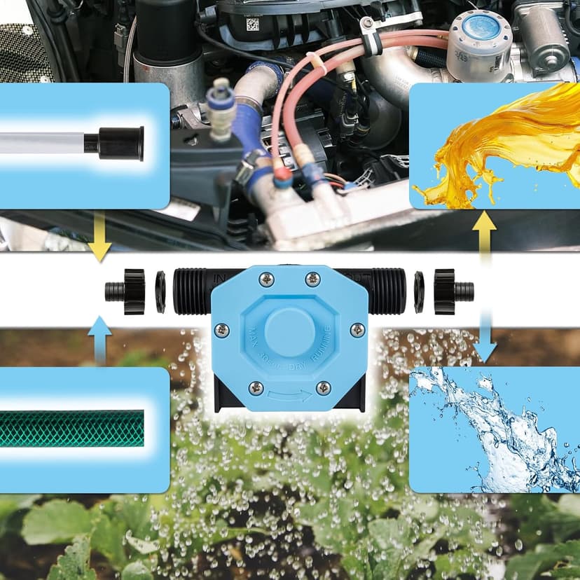 KITLUCK Hand Drill Pump, 750GPH Drill Powered Water Transfer Pump with Water Hose, Oil Tube and Adapter, Manual Water Pump for Drill, Small Self-Priming Electric Drill Pump for Water, Gasoline