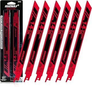 6-Piece Metal Reciprocating Saw Blades, 9"/229mm 14TPI Bi-Metal Sabre Saw for Metal Pipe, Sheet, Rebar
