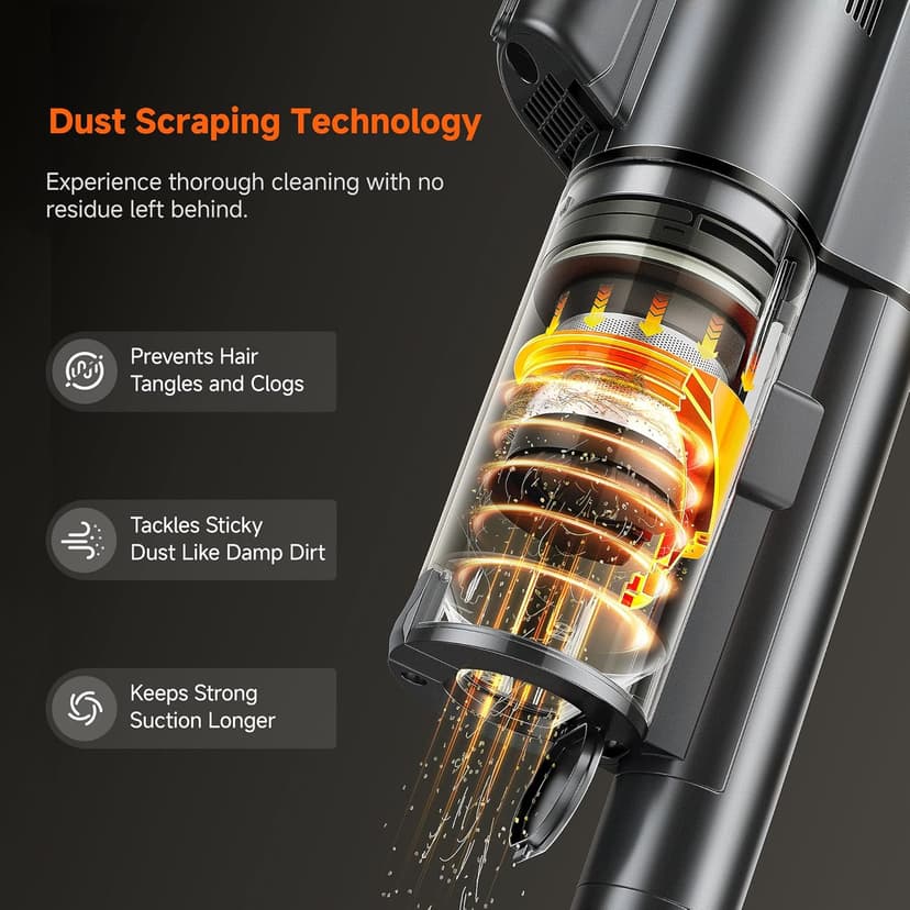 uwant V500 Cordless Vacuum Cleaner with Auto Empty&Auto Dust Scrap System, 7-Layer HEPA Filtration, Anti-Tangle Brush, Stick Vacuum for Pet Hair, Hard Floors, Carpet