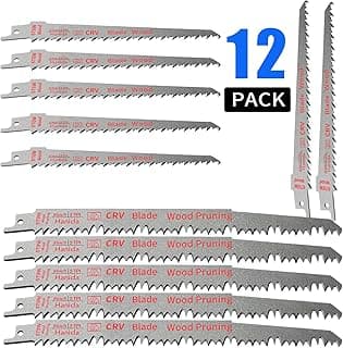 9-Inch 5-Pack and 6-Inch 7-Pack Wood Pruning Saw Blades for Reciprocating/Sawzall Saws - 12 Pack