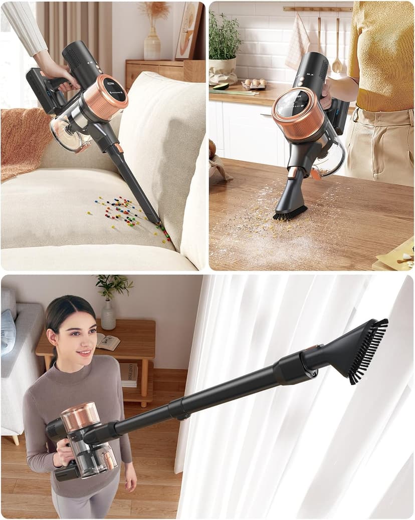 48kPA Cordless Vacuum Cleaner, 190AW Powerful Suction, Max 60min Runtime, 4000mAh Large Battery, Anti Hair Wrap Stick Vacuum, Vacuum Cleaners for Home, Pet Hair, Hard Floors and Carpets, Cars