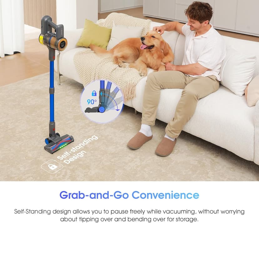 UNINELL HOME Cordless Vacuum Cleaner,45000Pa/450W Vacuum Cleaners for Home with 60Mins Runtime,Lightweight Anti-Tangle Stick Vacuum,Wall-Mount Charging,Vacuum Cordless with Attachments for Pet Hair