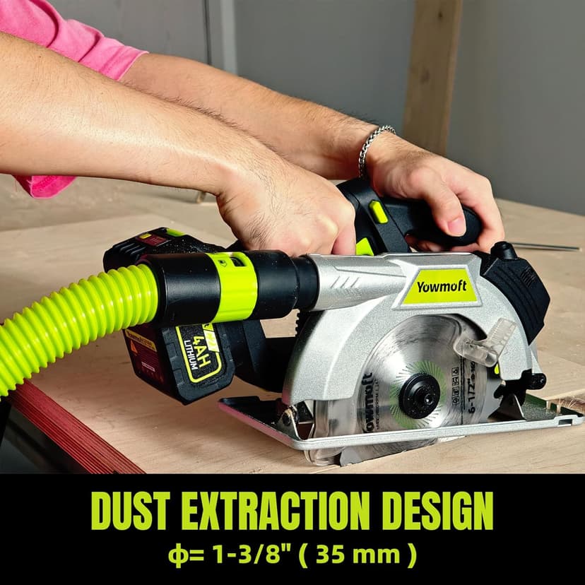 20V Cordless Circular Saw with 6-1/2-Inch Blade, 5600Rpm Brushless Battery Circular Saw with LED Light & Red Beam Guide & Battery and Charger (4.0Ah)