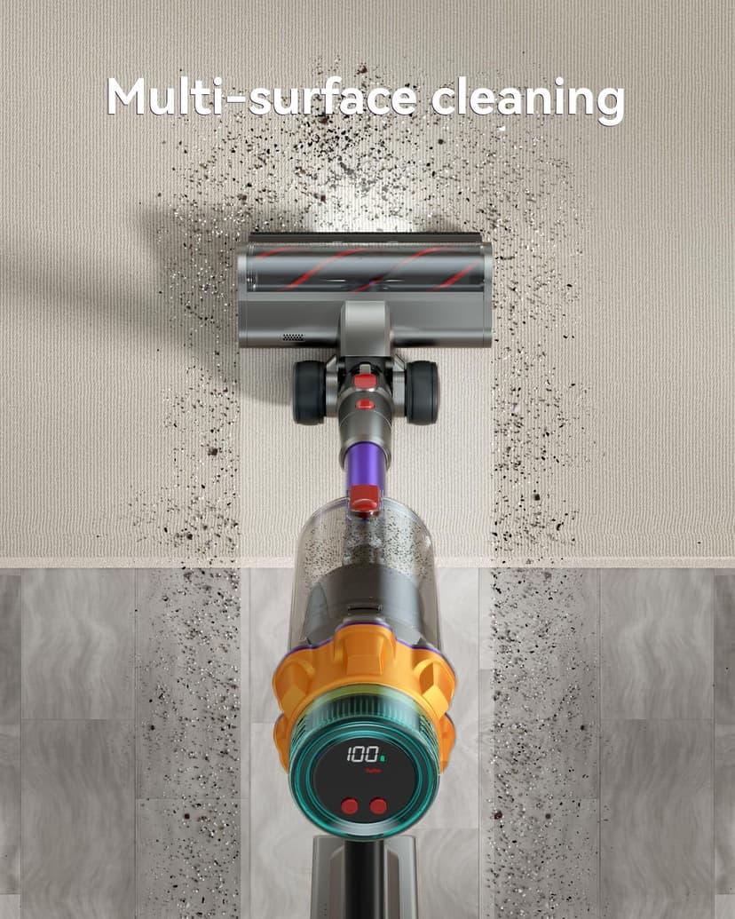 Cordless Vacuum Cleaner, 48KPA 550W 65Mins Self-Standing Vacuum Cleaners for Home, Cordless Stick Vacuum with Oversized Dust Cup, Rechargeable Vacuum for Hardwood Floor, Carpet, Pet Hair
