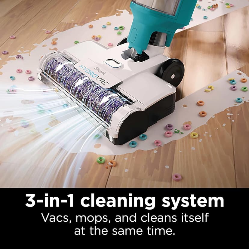 SHARK WD205 HydroVac Cordless Pro XL 3-in-1 Vacuum, Mop & Self-Cleaning System with Antimicrobial Brushroll* & Solution for Multi-Surface, Hardwood, Tile, Marble & Area Rugs, Teal (Renewed)