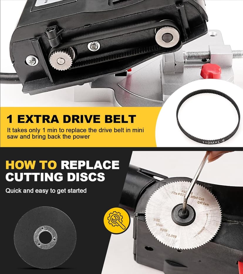 Mini Miter Cut-Off Chop Saw for Metal Cutting, Arrow Shafts, Wood Crafts, Hobby Miniature Model Making, Small Electric Table Saw Tool, 223/5.56 Brass, Cuts Max. 1/2" High x 1/2" Wide