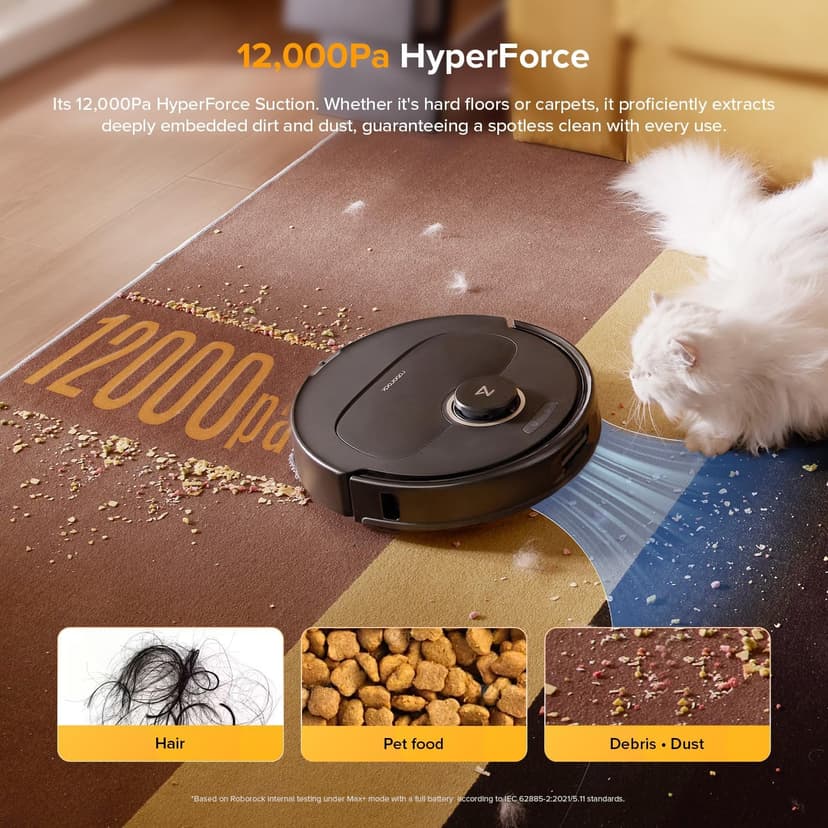 roborock Qrevo S5V Robot Vacuum Cleaner, 12,000Pa Suction, Dual Anti-Tangle Brushes, Smart Obstacle Avoidance, Dual Liftable Spinning Mops, Auto Mop Washing, Self Drying, Self-Emptying & Refilling