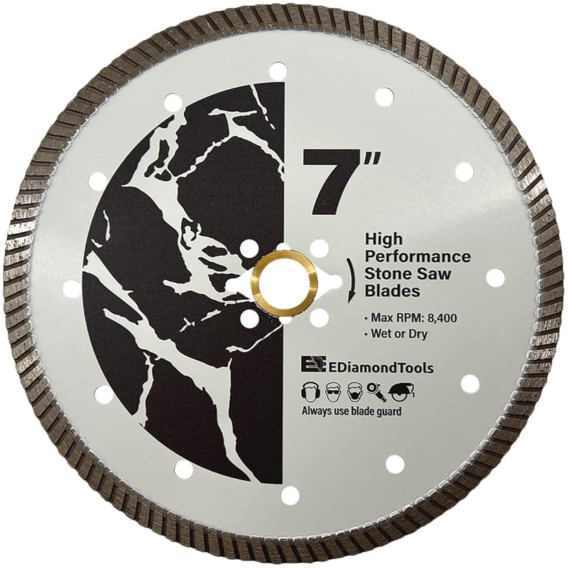 7" High Performance Diamond Saw Blades for Granite, Quartz, and Other Engineered Stones, 7/8"-5/8" Arbor