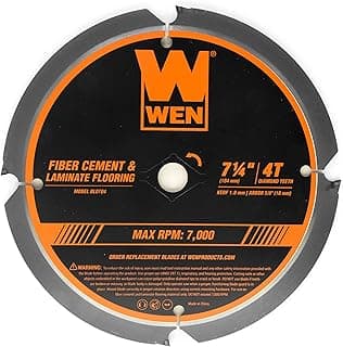WEN BL0704 7-1/4-Inch 4-Tooth Diamond-Tipped (PCD) Professional Circular Saw Blade for Fiber Cement and Laminate Flooring