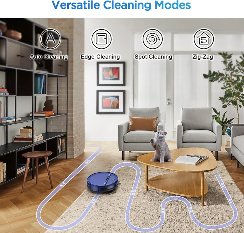 Robot Vacuum and Mop Combo, 2-in-1 Robot Vacuum Cleaner, Perfect for Pet Hair, Hard Floor and Carpet, Anti-Bump, Anti-Fall, App, Voice and Remote Control
