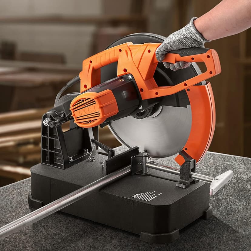 VEVOR Chop Saw, 14''/355mm Blade Diameter Cut Off Saw, 2800W 1200RPM Steel Cutting Machine, 0-45° Adjustable Dry Cut Chop Saw, Miter Saw for Cold Cut Saw for Steel/Iron/Aluminum, Black