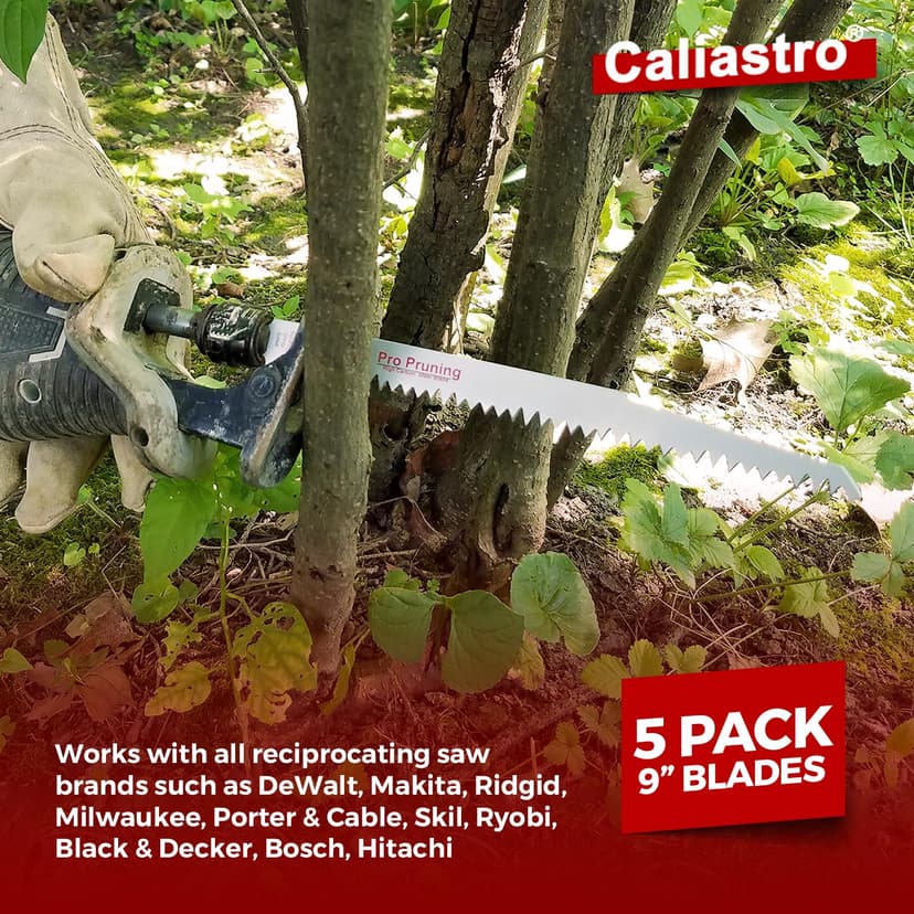 9-Inch Wood Pruning Saw Blades for Reciprocating/Sawzall Saws - 5 Pack - Caliastro