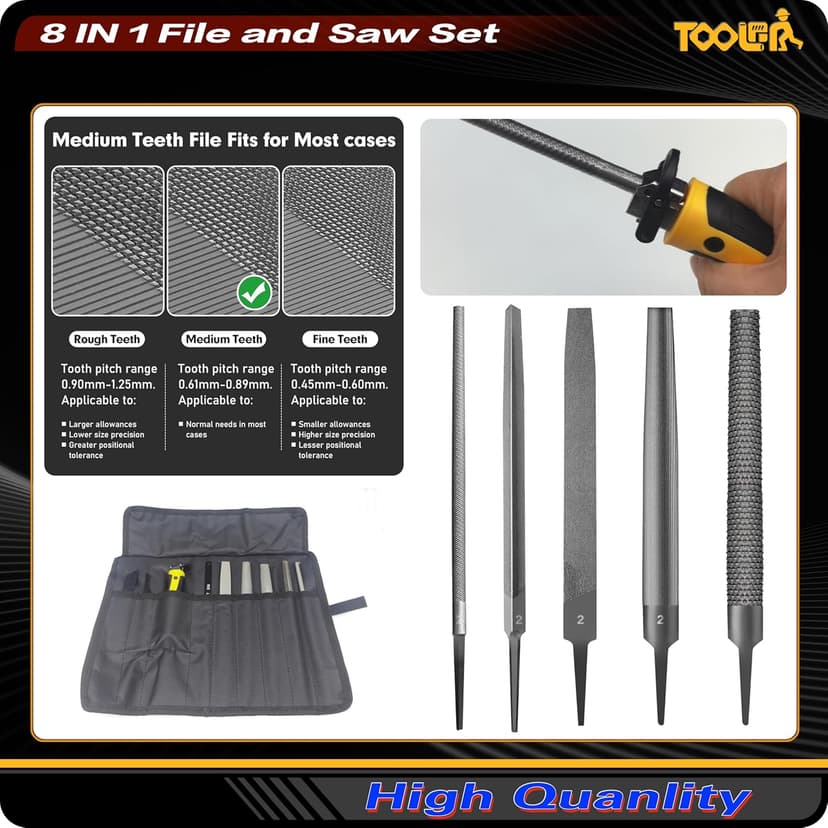 File Set, File & Saw Set. metal file,metal files tools for steel,Professional Steel File Triangle/Flat/Half-Round/Round Files for MetalWoodPlastic,Woodworking, Blade Quick Change Mechanism