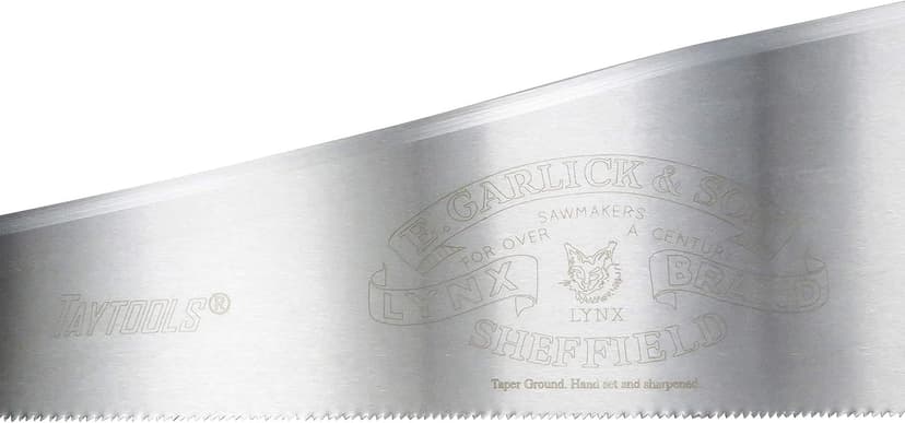 Lynx Garlick Taytools Thomas Flinn British 26” Crosscut Saw with Taper Ground Blade, Stained Beech Handle 10 TPI Filed for Cross Cutting