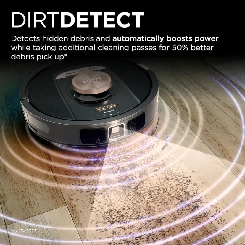 Shark RV2820AE Detect Pro Self-Empty Robot Vacuum with Bagless, 60-day Capacity HEPA Base, 3 Detect & React Technologies, Auto Deep-Clean on Carpets and Hardfloors, NeverStuck Tech, Wi-Fi Black/Bronze
