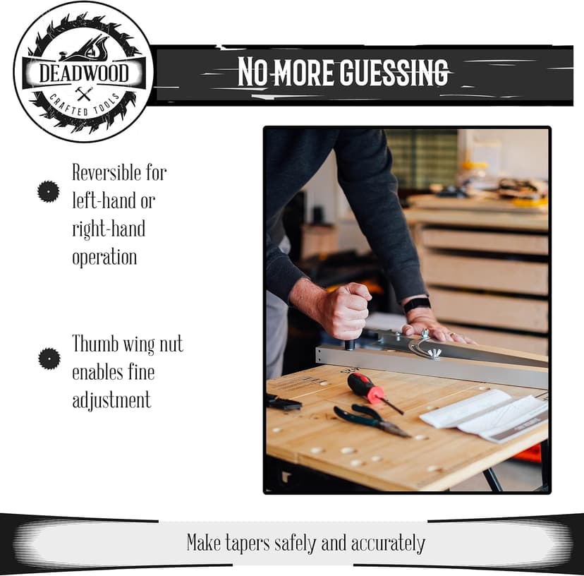 DCT Taper Gauge Jig Tool Kit Set for Tapering (Angle Cutting) Wood Tapered Legs and More on Radial Arm or Table Saw