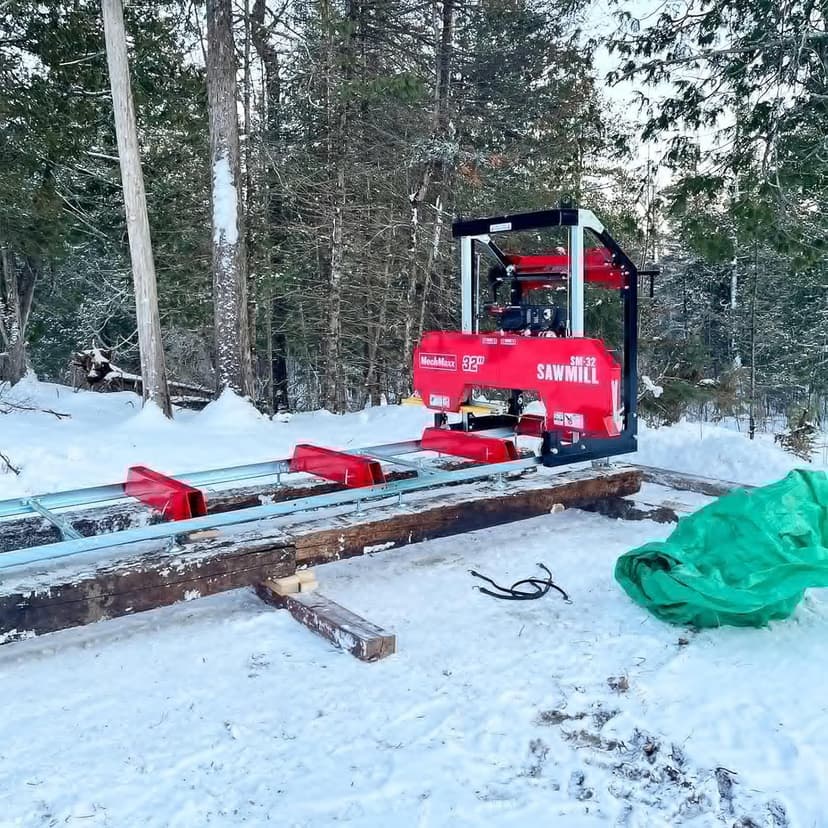 32" inch Portable Sawmill, 420cc 15HP E-Start Gasoline Engine, 29" Board Width, 13' Track Length, Model SM-32