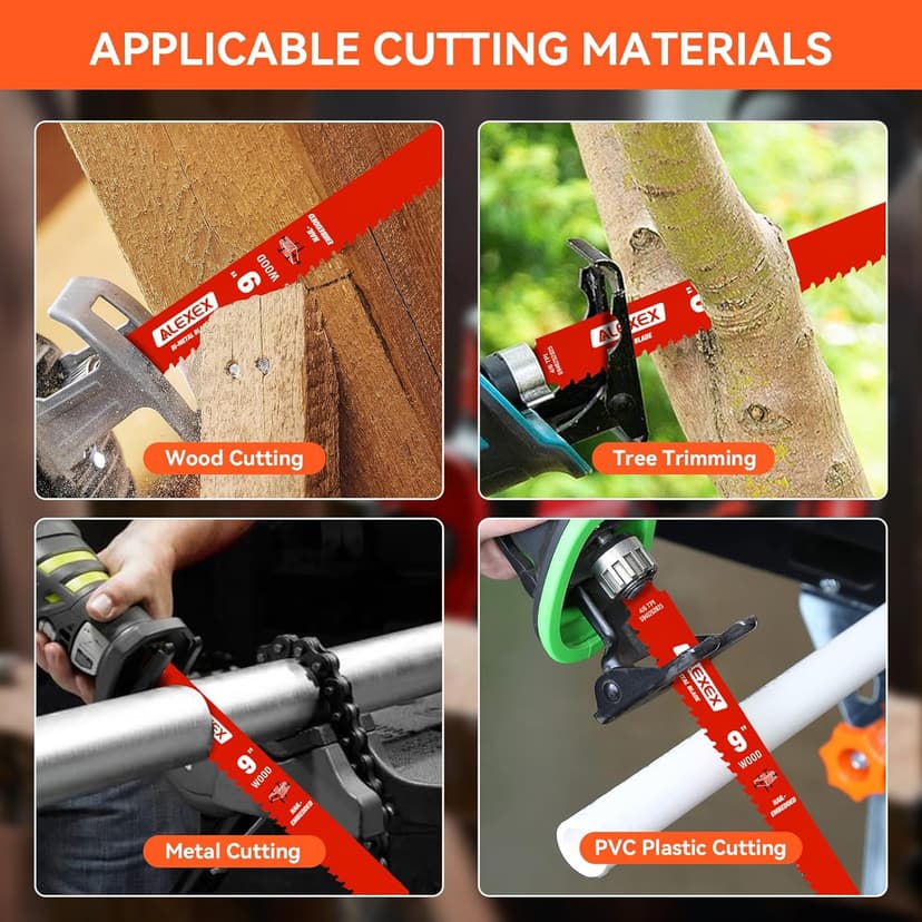 10 Pack 9 Inch 4/6 TPI Reciprocating Saw Blades for Wood and Nail-Embedded Wood Cutting, Bi-Metal Sawzall Blades for Cutting Nail and PVC Pallets etc, for Diablo Sawzall Blades DS0912BW25