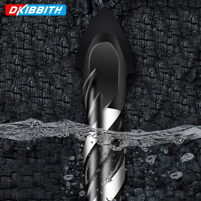 10-Piece Masonry Drill Bit Set for Concrete Tile Glass Ceramic Brick,1/8 to 1/2 Inch Drilling Bits with Triangle Handle,Tungsten Steel Alloy Tip.（Black）