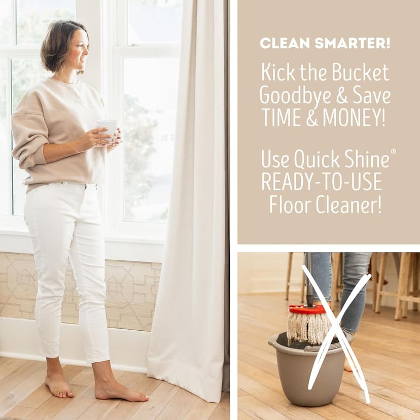 Quick Shine Multi Surface Floor Cleaner 64oz, 2Pk | Ready to Use-Streak Free- No Rinse | Use on Hardwood, Laminate, Luxury Vinyl Plank & Stone | Use in Spray Mops & Vac Mops | Safer Choice Cleaner