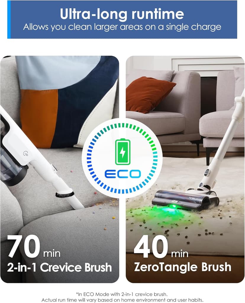 Tineco Pure ONE A50S Cordless Stick Vacuum Cleaner, 185W Suction,1L Larger Dustbin, 3DSense Power Brush, PureCyclone Tech, Easily Tackles Large Debris
