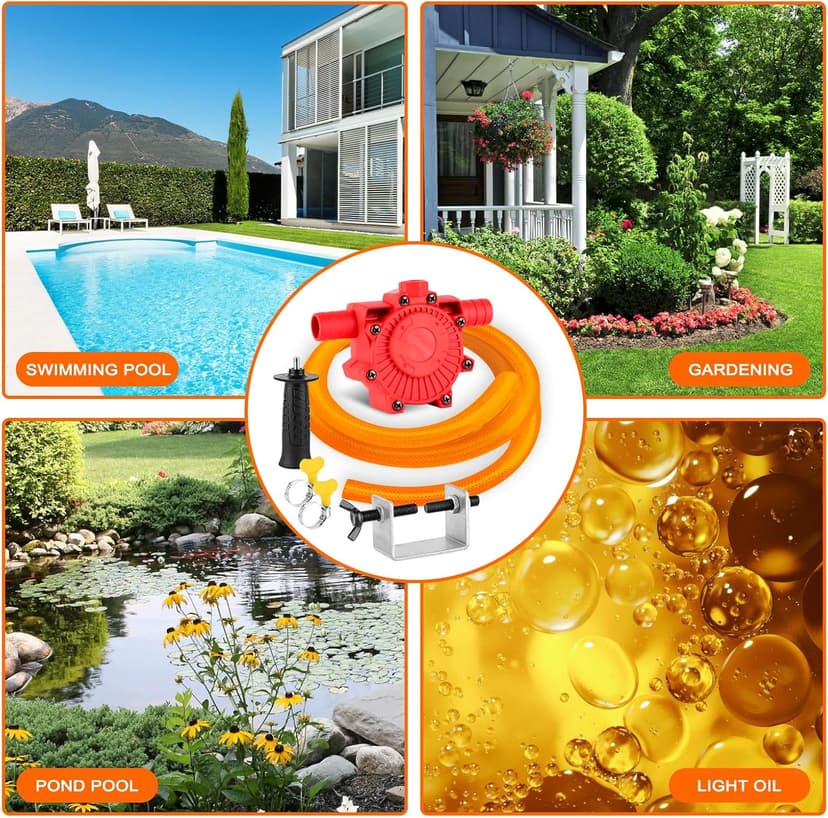 Portable Self Priming Water Drill Pump Attachment,Self Priming Pump Attachment for Drills with Suction and Discharge Hose for Water Oil Fluid Transfer