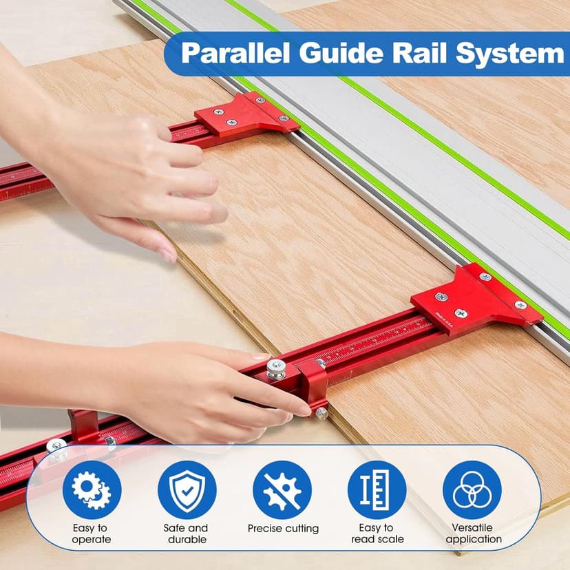 Parallel Guide Rail System, Aluminum Alloy Rail System Circular Saw Track Set, Circular Saw Track Guide, Fixed Guide Rail Bracket Auxiliary Tools for Electric Circular Saw