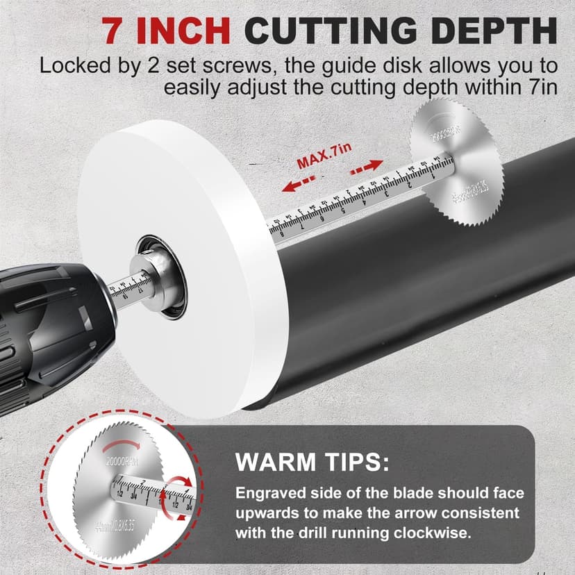 Inside Pipe Cutter for PVC Pipe Cutter Tool with 7" Scale Adjustable Depth Gauge Guide, 5pcs Saw Tooth Blades with 0.315 Hex Key Shaft, Plumbing Internal Plastic Pipe Cutter Set