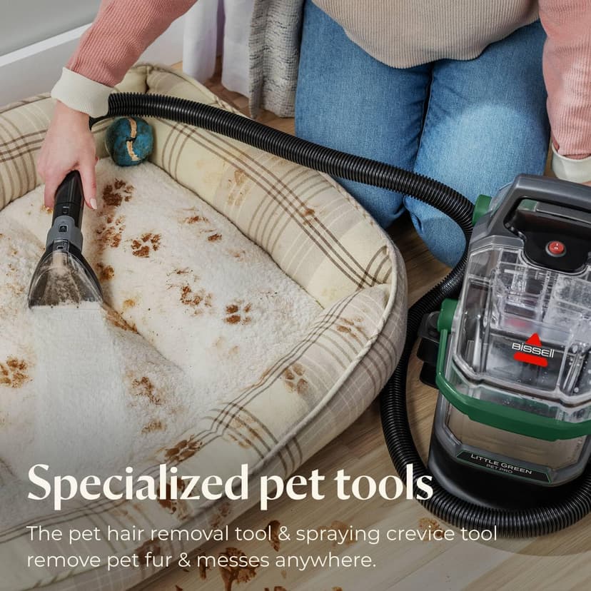 BISSELL Little Green Pet Pro Portable Carpet and Upholstery Deep Cleaner, Car/Auto Detailer with Self-Cleaning Tough Stain, Pet Hair Removal, Crevice Tool (3909)