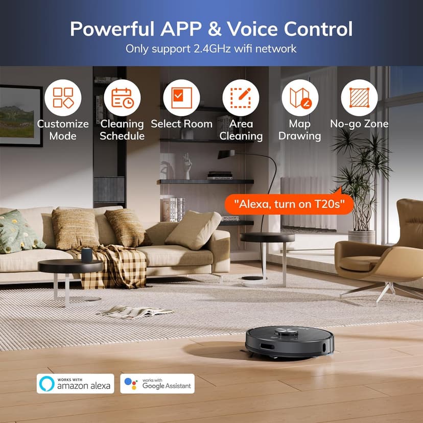 ILIFE T20s Self-Emptying Robot Vacuum and Mop Combo, 5000Pa Suction, 70-Day Capacity, LiDAR Navigation, 260mins Runtime, App/Alexa Control, Robotic Vacuum Cleaner for Hard Floors, Carpets and Pet Hair