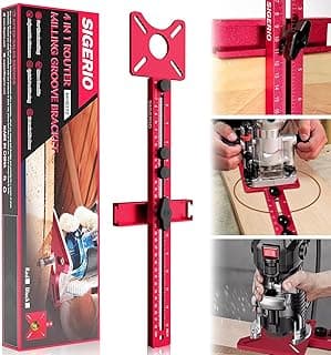 New 4 in 1 Router Milling Groove Bracket, Aluminum Alloy Router Circle Cutting Jig, Multifunctional Router Guide for Cutting Circles, Adjustable Router Jig Tool for Woodworking (Rose Red)