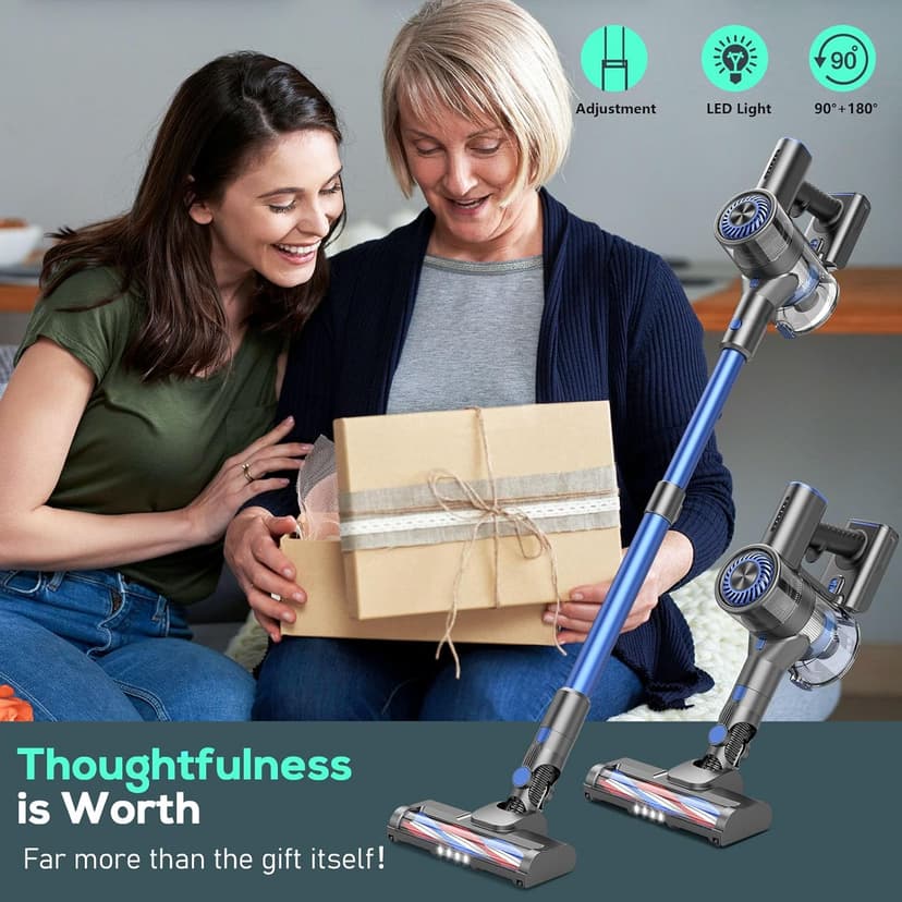 Vacuum Cleaner for Home, Cordless Vacuum Cleaner with 80000 RPM High-Speed Brushless Motor, Max 40 Mins Runtime, 5 Stages High Efficiency Filtration Vacuum for Hard Floors
