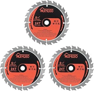 3 Pack 6-1/2" 24T Carbide Circular Saw Blade, for Cutting Wood, Plastic, PVC, Acrylic, Saw Blade with Arbor Size 5/8-inch,by NUTTUTO