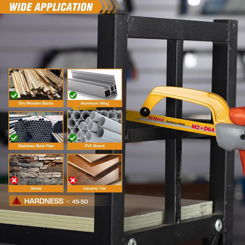 KATA Hacksaw, Compact Hand Operating Hack Saw with 10 Inch Aluminum Frame and 2 Piece Extra Flexible Bi-Metal HSS Blades, Suitable for Wood and Metal (Mini Hacksaw)