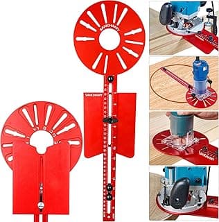 5 In 1 Router Circle Cutting Jig For Cutting/Routing Circle,Aluminum Router Milling Groove Bracket for Straight Or Cylindrical Edges,Adjustable Router Jig and Guide for Woodworking Edging Projects